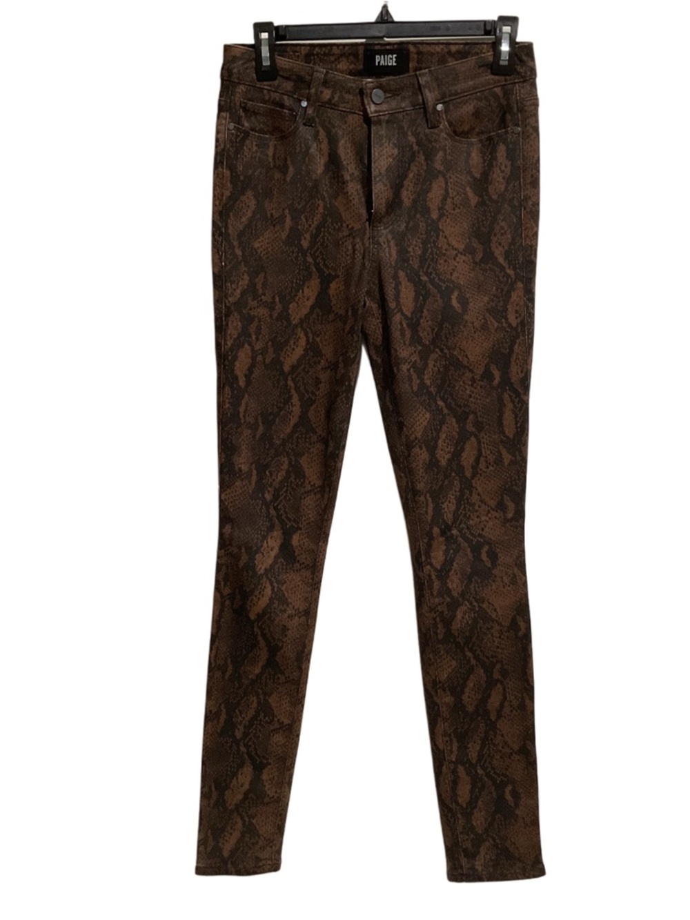 Paige Hoxton Ultra Skinny Ankle Jeans Brown Snakeskin‎ Print
